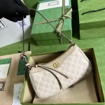GUCCI Ophidia小號米棕帆布斜揹包-735145：圖片 6