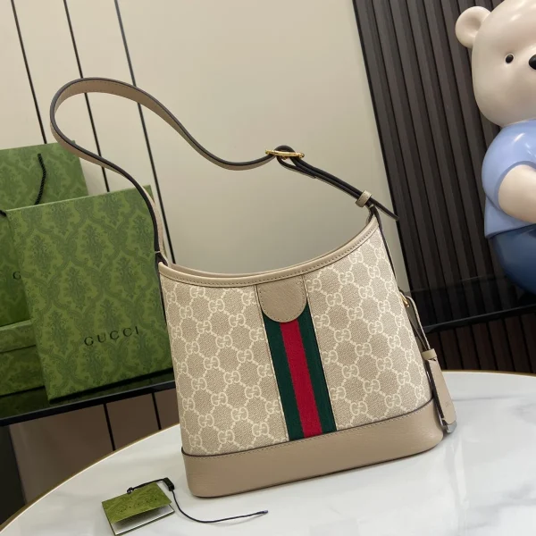 GUCCI Ophidia小號米棕帆布水桶包-781402：圖片 4