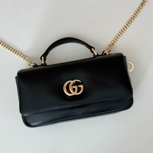 GUCCI GG Milano迷你黑色蓬鬆皮革斜揹包-806017：圖片 6
