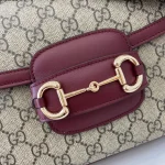 GUCCI Horsebit 1955小號紅色皮革肩揹包-815178：圖片 8