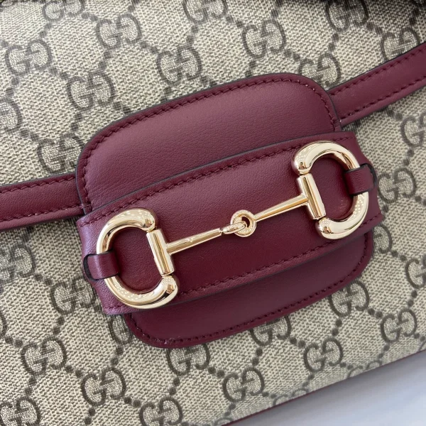 GUCCI Horsebit 1955小號紅色皮革肩揹包-815178：圖片 8