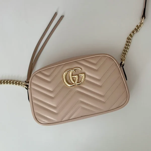 GUCCI GG Marmont小號粉紅皮革肩揹包-447632：圖片 6
