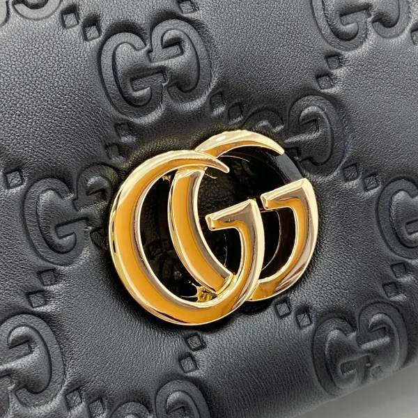 GUCCI GG Milano迷你黑色絎縫皮革斜揹包-806017：圖片 6