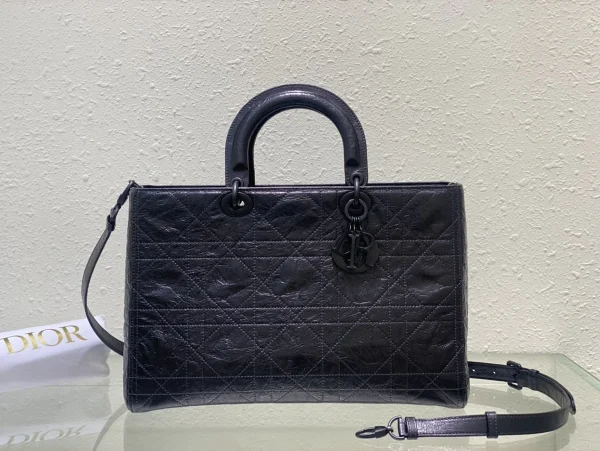 Dior Lady 黑色皺紋斜背包大號GM-M1152：圖片 2