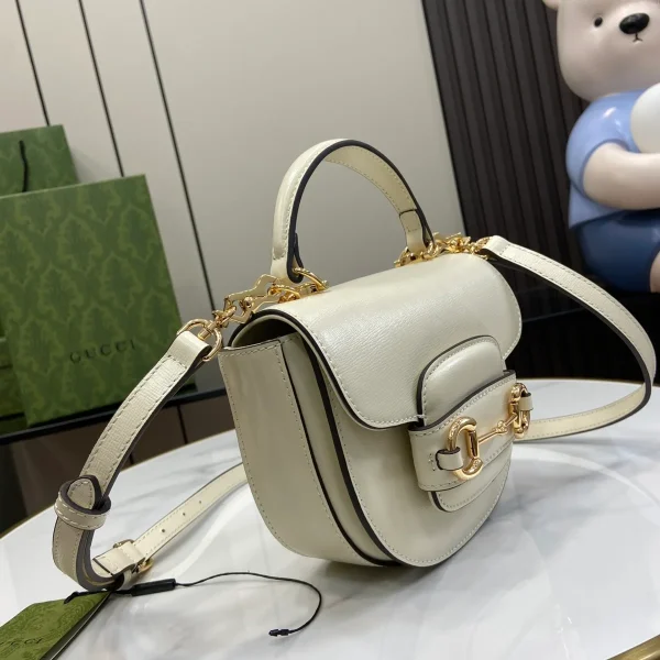 GUCCI Horsebit 1955黑皮革肩揹包-781387：圖片 3