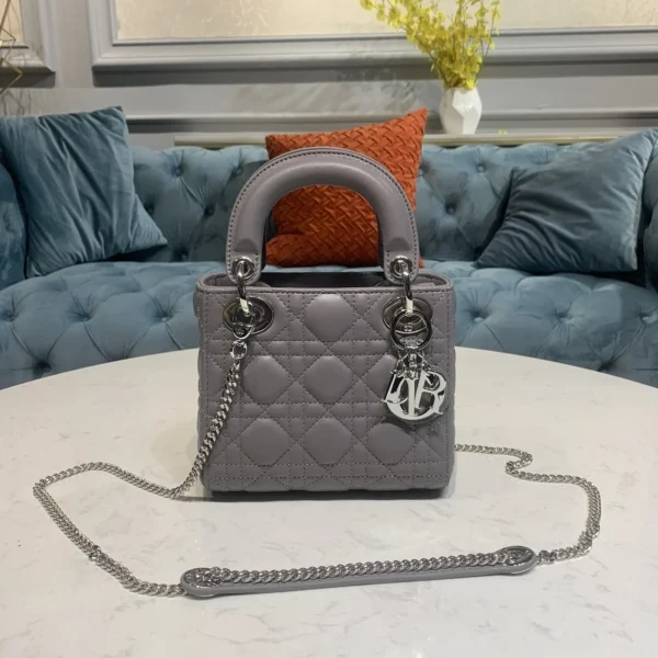Dior Lady mini銀色小牛皮包mini-M0505：圖片 2