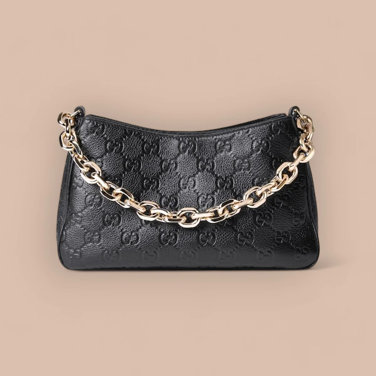 GUCCI GG Emblem迷你黑色皮革斜揹包-815263 1 GUCCI GG Emblem迷你黑色皮革斜揹包-815263