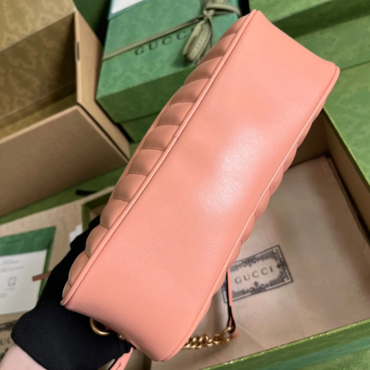 GUCCI GG Marmont小號黑色紋斜揹包-447632 4 GUCCI GG Marmont小號黑色紋斜揹包-447632