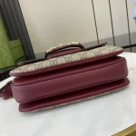 GUCCI Horsebit 1955小號紅色皮革肩揹包-815178：圖片 5