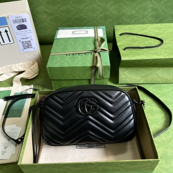 GUCCI GG Marmont小號灰皮肩揹包-447632：圖片 2