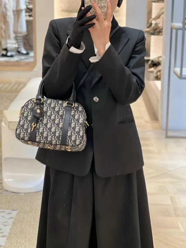 Dior D-Vibe 藍色皮革斜挎包中號MM-M1340：圖片 5
