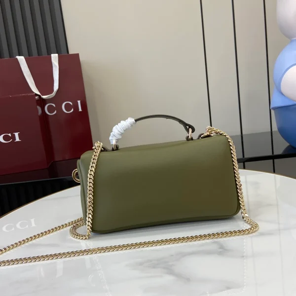 GUCCI GG Milano迷你綠色蓬鬆皮革斜揹包-806017：圖片 4