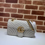 GUCCI GG Marmont黑色牛皮肩揹包-443497：圖片 2