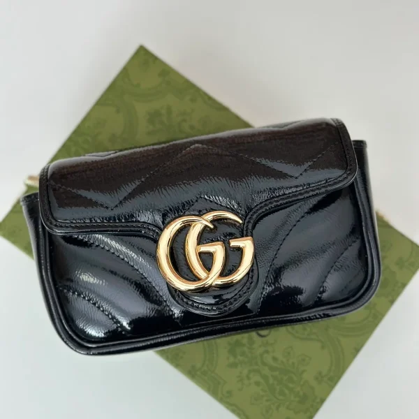 GUCCI Marmont灰色皮革超迷你包-476433：圖片 5