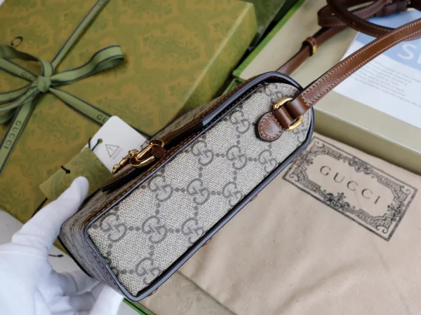 GUCCI 馬銜扣1955米棕皮革斜背包-625615：圖片 6