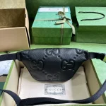 GUCCI Jumbo GG小號黑色皮革斜揹包-658582：圖片 3
