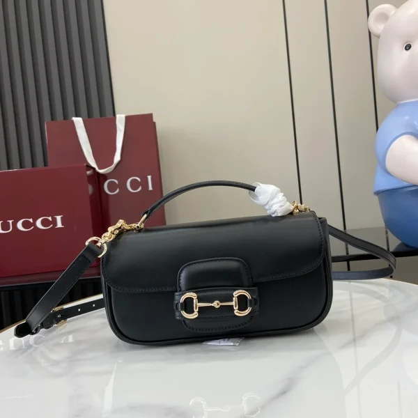 GUCCI Horsebit 1955小號米黑塗層手提包-815206：圖片 2