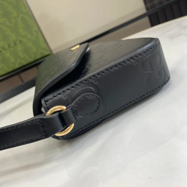 GUCCI GG Signature小號黑色皮革肩揹包-772794：圖片 7