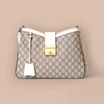 GUCCI GG Supreme中號米棕皮革斜揹包-795113