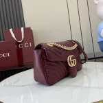 GUCCI GG Marmont小號灰褐皮革斜揹包-443497：圖片 3
