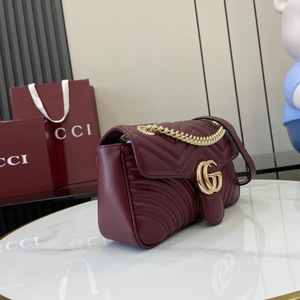GUCCI GG Marmont小號灰褐皮革斜揹包-443497：圖片 3