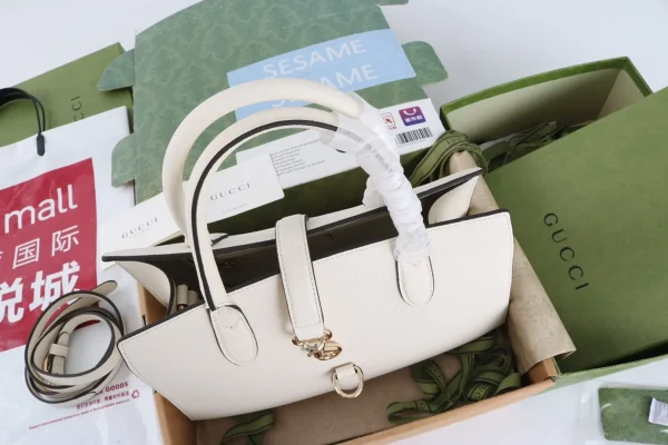 GUCCI Spring Summer春夏象牙粒面手提包-806205：圖片 9