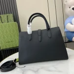 GUCCI Spring Summer春夏灰褐粒面手提包-806205：圖片 4