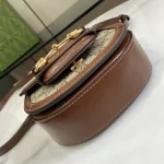 GUCCI Horsebit 1955迷你白色皮革肩揹包-781387：圖片 5