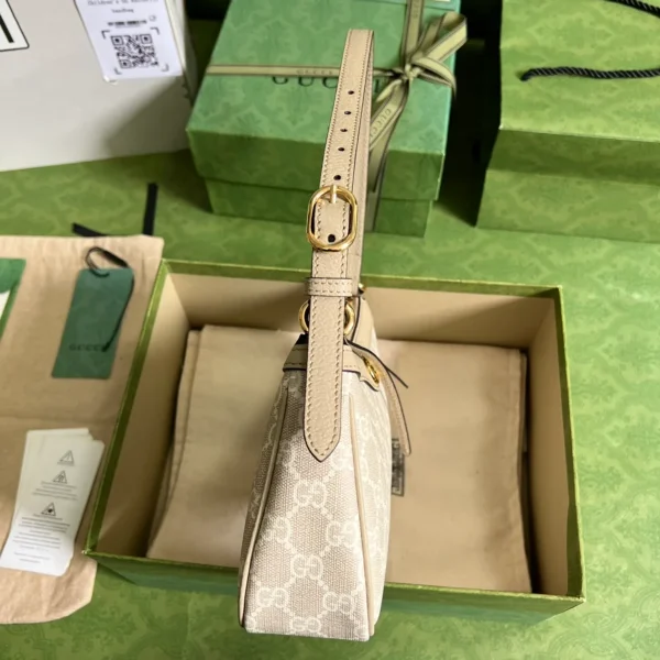 GUCCI Ophidia小號米棕帆布斜揹包-735145：圖片 5