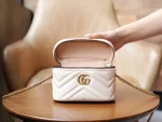 GUCCI GG Marmont迷你白色皮革手提包-699515：圖片 8