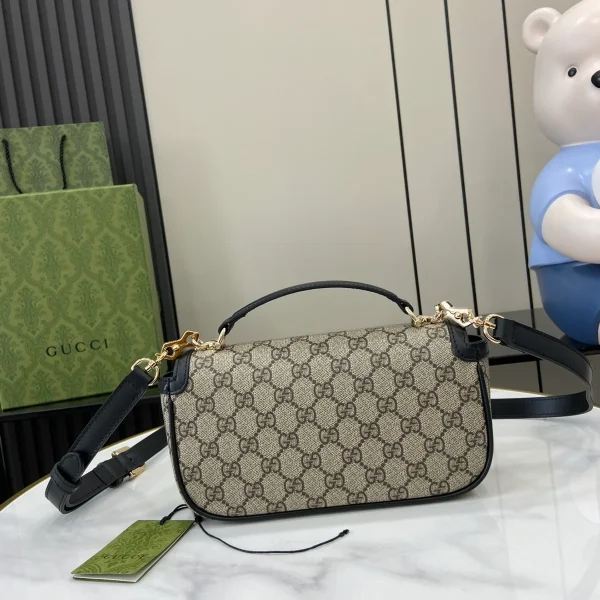GUCCI Horsebit 1955小號黑色皮革手提包-815206：圖片 4