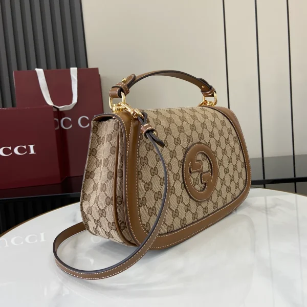 GUCCI Blondie中號黑色皮革手挽包-815716：圖片 3