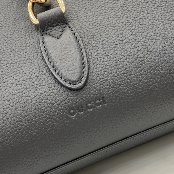 GUCCI Spring Summer春夏灰褐粒面手提包-806205：圖片 7