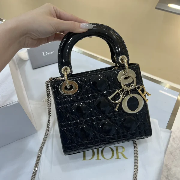 Dior Lady mini 黑色羊皮斜挎包mini-M0505：圖片 2