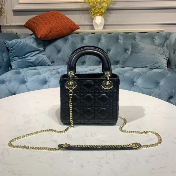 Dior Lady mini 黑色斜挎包mini-M0505：圖片 4