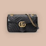 GUCCI V形系列小號灰色皮革斜挎包-443497