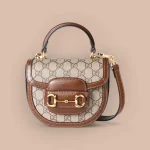 GUCCI Horsebit 1955迷你白色皮革肩揹包-781387