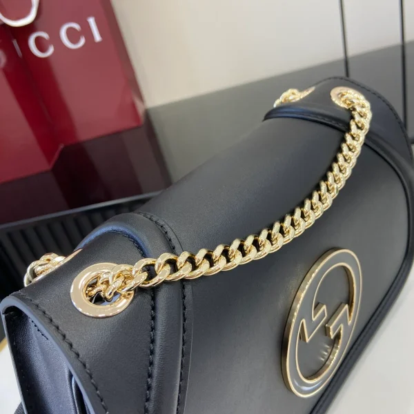 GUCCI Gucci Blondie小號黑色皮革斜揹包-815715：圖片 7