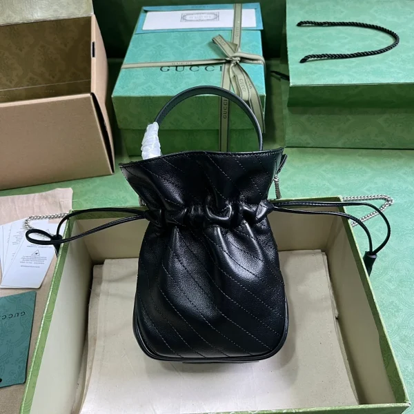 GUCCI Gucci Blondie迷你金色金屬水桶包-760313：圖片 3