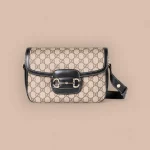 GUCCI Horsebit 1955小號米棕帆布肩揹包-815178