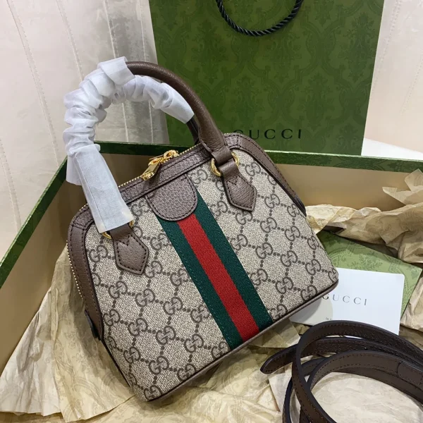 GUCCI Ophidia迷你米棕帆布手提包-772216：圖片 10