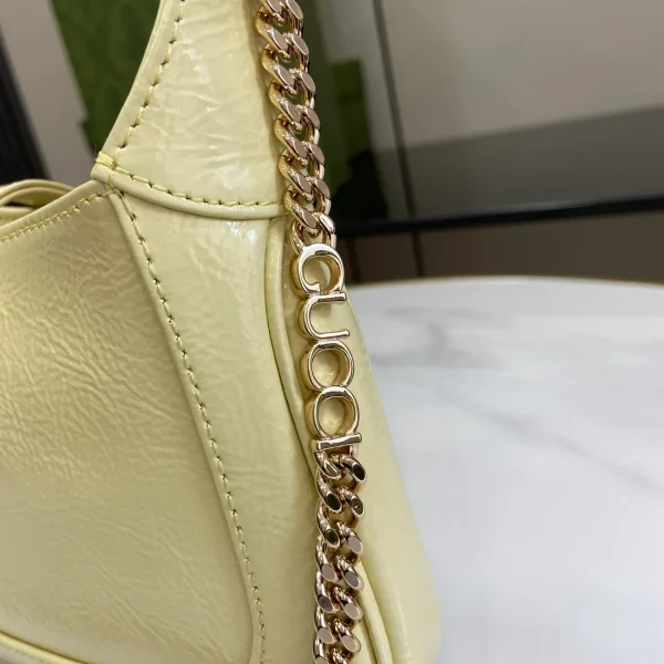 GUCCI Jackie Notte淺黃漆皮肩揹包-782889：圖片 8