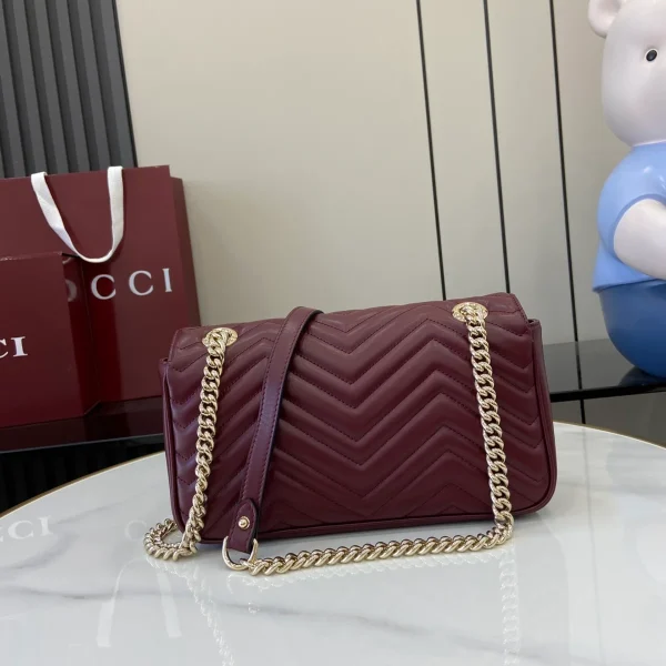 GUCCI GG Marmont小號灰褐皮革斜揹包-443497：圖片 4