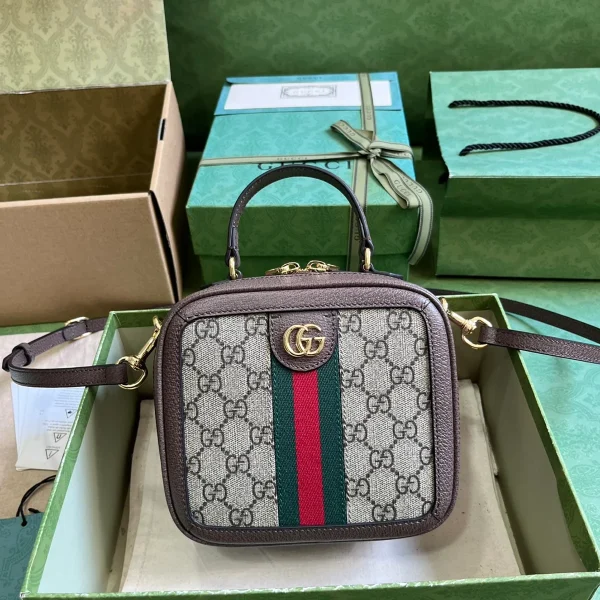 GUCCI Ophidia米棕帆布迷你斜揹包-772157：圖片 2