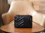 GUCCI GG Marmont黑色皮革手挽包-699515：圖片 8