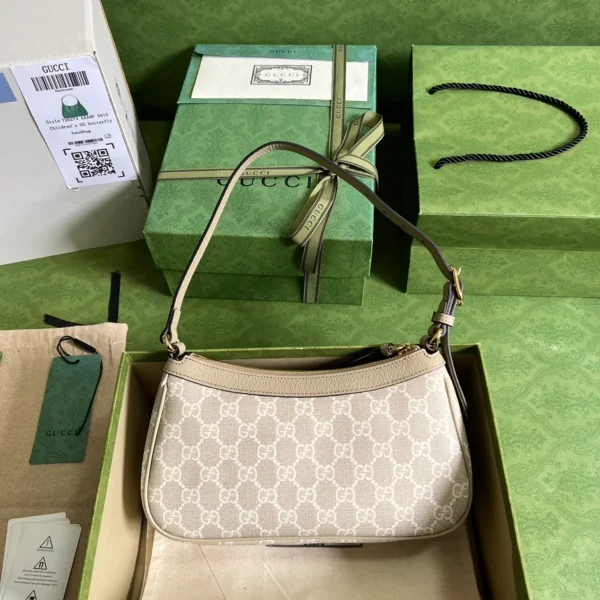 GUCCI Ophidia小號米棕帆布斜揹包-735145：圖片 3