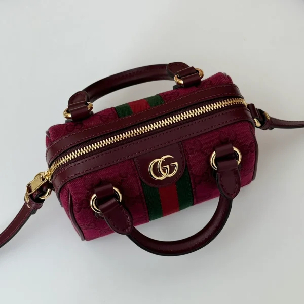 GUCCI Ophidia迷你米棕帆布斜背包-781490：圖片 9