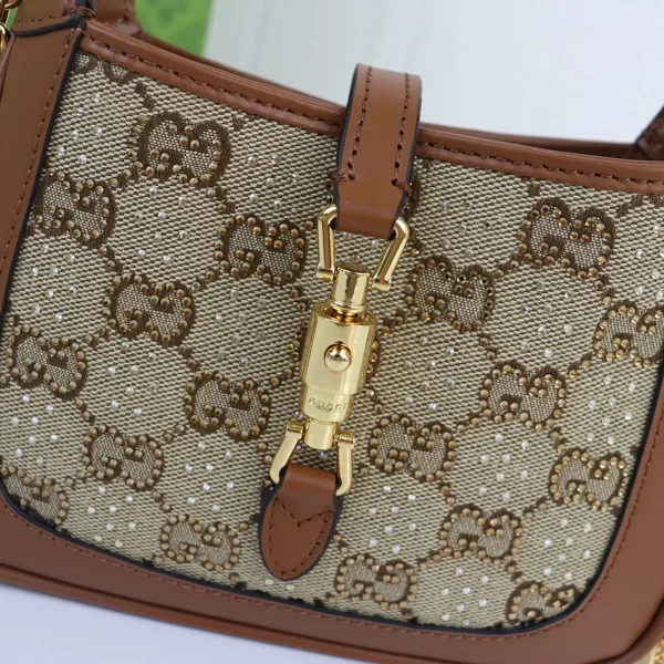 GUCCI Jackie 1961迷你駝棕帆布斜揹包-675799：圖片 3
