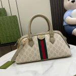 GUCCI Ophidia小號米白帆布手挽包-795249：圖片 2
