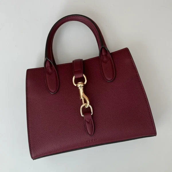 GUCCI Elegance米白粒面皮手提包-795349：圖片 6